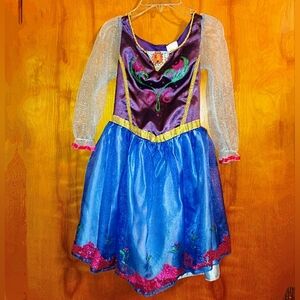EUC Disney's Frozen Anna Costume Dress Blue Pink Glitter Sz.7/8